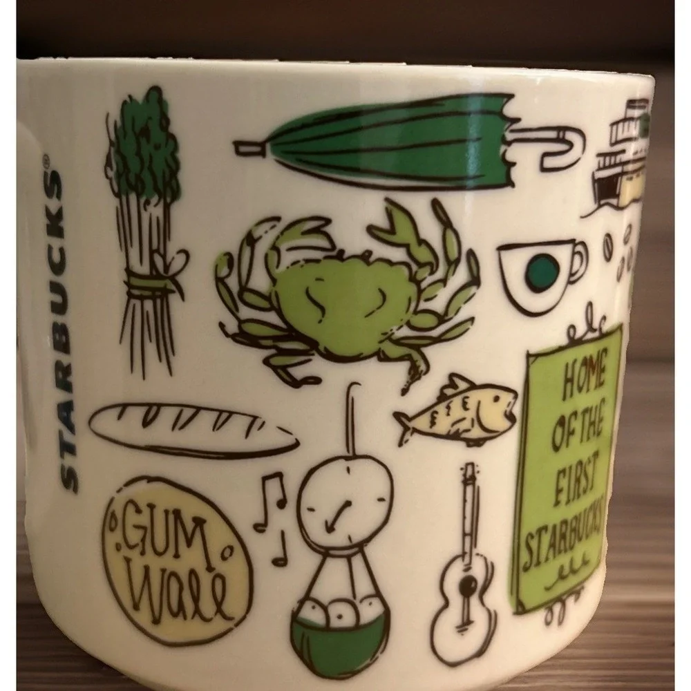 Starbucks Been There Series Pike Place 14oz Coffee Mug Seattle Collector EUC